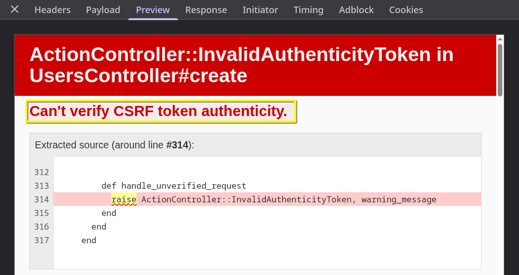 invalid token error in Ruby on Rails